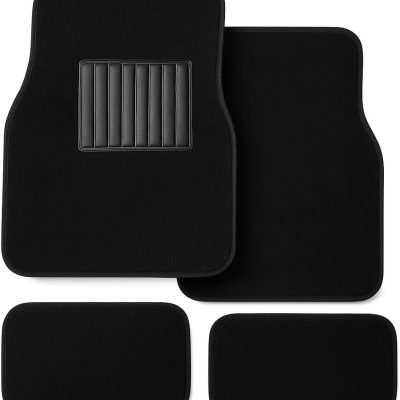 Black Universal Carpet Auto Floor Mats 4 Piece