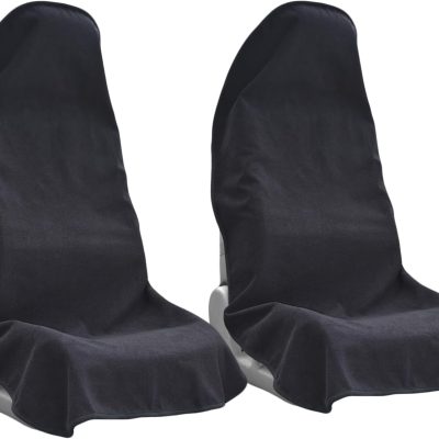 Car Seat Covers Universal Car Protective Front Seat Covers Washable Non-Slip Seat Protectors for Gym Workouts,Waterproof and Sweatproof Towel Seat Covers for Cars,Trucks, s (2 Pack Black)