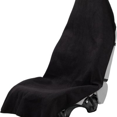 Terry Cloth seat Cover Universal Waterproof Car Sport Towel Seat Cushion Non-Slip Sweat-Absorbent Towel Cloth Suitable for Gym Workout, Universal Fit for Car SUV Van-Black
