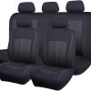 Car Seat Covers Full Set Universal fit Most Car,Truck,SUV and Van Comfortable Airbag Compatible Jacquard & Polyester (Full Set – Low Back, Black)