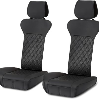 Front Car Seat Covers, Universal Seat Protectors, Breathable Faux Leather, 2-Pack
