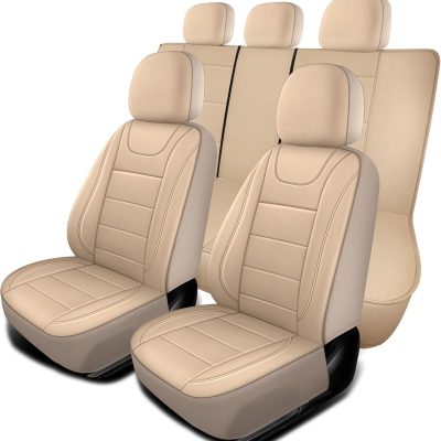 Car Seat Covers, Quilting Leather Seat Covers Full Set, Waterproof Faux Leather Automotive Seat Covers for Cars, Universal Car Seat Protectors Fit for Cars, Suvs, Trucks, Airbag Compatible