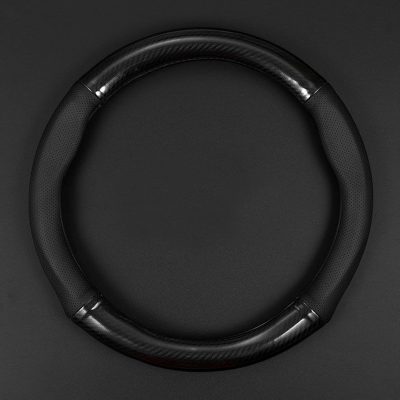 1 Pack Car Breathable Steering Wheel Cover, Carbon Fiber Non-Slip Steering Wheel Protector, Wear -Resistant Steering Wheel Sleeve, Four Seasons Universal Steering Wheel Set (Black #Circular)