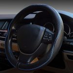 Universal Car Steering Wheel Cover,Anti-Slip Leather Steering Wheel Cover,Sports Style Steering Wheel Protector,Car Interior Accessories Auto Steering Wheel Covers (Black with Blue)