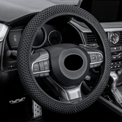 Elastic Stretch Steering Wheel Cover, Universal Interior Accessories Steering Wheel Cover for Women & Men, Breathable Microfiber Ice Silk, Anti-Slip, Odorless, Easy Carry(Black)