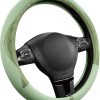 Steering Wheel Cover, Green Patterned Leather Patchwork Design, Universal Fit 14.5″–15.5″, Anti-Slip, Odor-Free, Soft Grain Leather, Durable Grip Car Accessory for Girls & Women